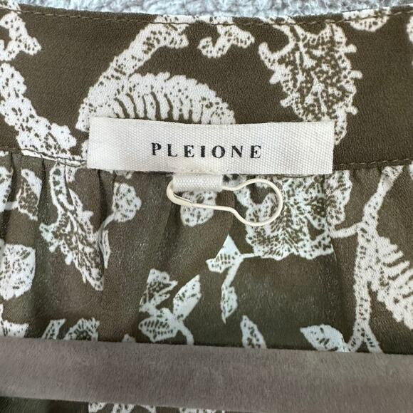 Pleione NOWT Women's Small Shoulder‎ Cut Out Blouse Dark Green Flowy - Picture 4 of 10